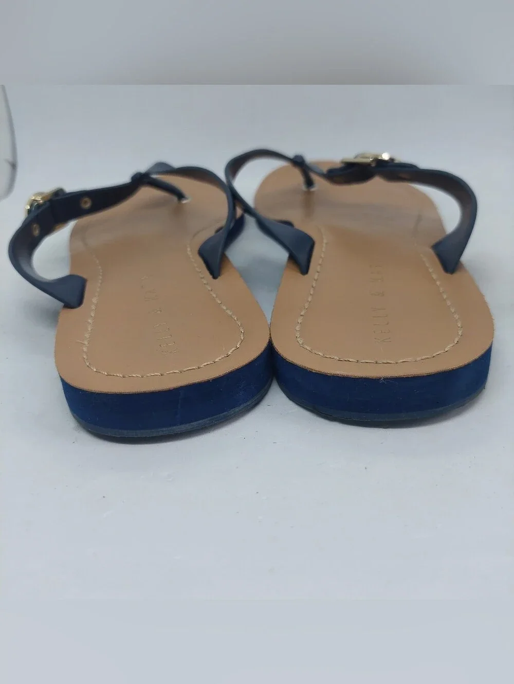 Kelly & Katie Murie Sandals Womens Size 9.5M Navy Blue Metallic Hardware Casual